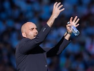 Claudio Giráldez, entrenador del Celta, durante el partido contra el Alavés en Balaídos.