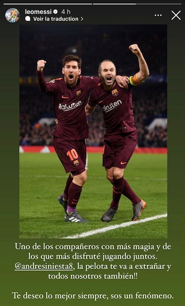 Messi's message to Iniesta after he retires