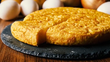 A closeup of a fresh tasty Spanish omelette, a traditional dish from Spain