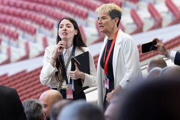 La directora general del Club Atlético de Madrid Femenino, Lola Romero, durante el acto. 