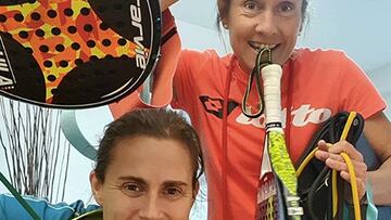 Las jugadoras Carolina Navarro y Ceci Reiter entrenando en casa.