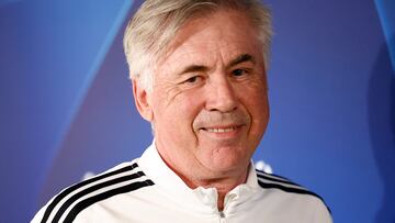 Soccer Football - Champions League - Real Madrid Press Conference - Ciudad Real Madrid, Valdebebas, Madrid, Spain - April 11, 2023  Real Madrid coach Carlo Ancelotti during the press conference REUTERS/Juan Medina