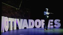 El entrenador y t&iacute;o del tenista Rafa Nadal, Toni Nadal, durante la charla que ha dado en el Teatro Olympia de Valencia.