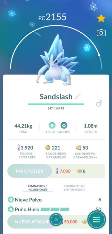 Este Sandslash de Alola nos ha permitido ganar muchos combates con facilidad contra el Team GO Rocket