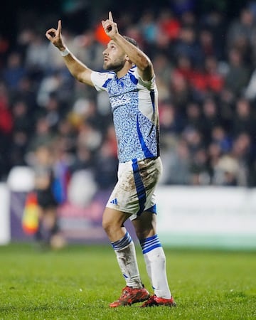 Weissman celebra su gol en la Copa al Cortes.