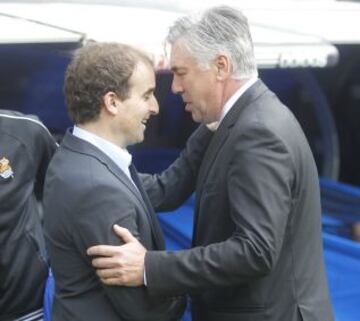 Saludo de Ancelotti y Arrasate