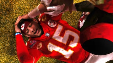 LAS VEGAS, NEVADA - FEBRUARY 11: Patrick Mahomes #15 of the Kansas City Chiefs reacts after defeating the San Francisco 49ers 25-22 during Super Bowl LVIII at Allegiant Stadium on February 11, 2024 in Las Vegas, Nevada. Ezra Shaw/Getty Images/AFP (Photo by EZRA SHAW / GETTY IMAGES NORTH AMERICA / Getty Images via AFP)