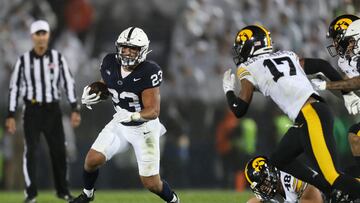 Sep 23, 2023; University Park, Pennsylvania, USA; Penn State Nittany Lions running back Trey Potts (23) runs with the ball during the fourth quarter against the Iowa Hawkeyes at Beaver Stadium. Penn State defeated Iowa 31-0. Mandatory Credit: Matthew O'Haren-USA TODAY Sports