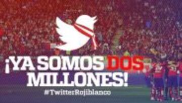 El Atlético de Madrid celebró así sus dos millones de seguidores en Twitter.