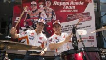 Márquez y Pedrosa, en la presentación en Indonesia.
