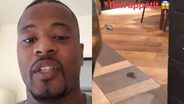 Patrice Evra muestra c&oacute;mo un rat&oacute;n se col&oacute; en un restaurante.