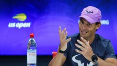 NEW YORK, NEW YORK - SEPTEMBER 08: Rafael Nadal of Spain during his interview after his Men's Singles match against Danill Medvedev of Russia on day fourteen of the 2019 US Open at the USTA Billie Jean King Natrional Tennis Center on September 08, 2019 in