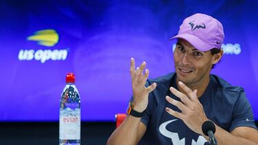 NEW YORK, NEW YORK - SEPTEMBER 08: Rafael Nadal of Spain during his interview after his Men's Singles match against Danill Medvedev of Russia on day fourteen of the 2019 US Open at the USTA Billie Jean King Natrional Tennis Center on September 08, 2019 in