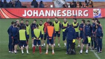 <b>La selección española</b>, durante el entrenamiento.