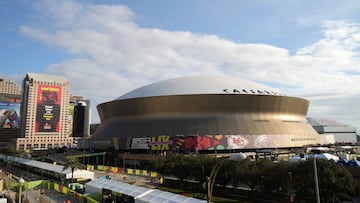 Feb 6, 2025; New Orleans, LA, USA; A general overall view of the Caesars Superdome, the site of Superbowl LIX between the Kansas City Chiefs and the Philadelphia Eagles. Mandatory Credit: Kirby Lee-Imagn Images