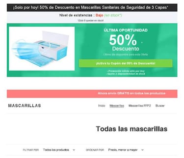 Cuidado con las tiendas falsas online que venden mascarillas, así se evitan