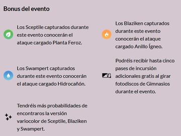 Bonus activos en el evento Día de las Megaincursiones: Camino a Hoenn en Pokémon GO