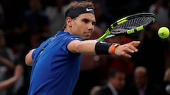 Rafa Nadal celebra su victoria ante el uruguayo Pablo Cuevas en el Masters 1.000 de Par&iacute;s.