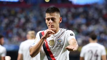 ATLANTA, GEORGIA - JUNE 22: Claudio Echeverri #30 of Manchester City celebrates scoring his team's second goal during the FIFA Club World Cup 2025 group G match between Manchester City FC and Al Ain FC at Mercedes-Benz Stadium on June 22, 2025 in Atlanta, Georgia. Alex Grimm/Getty Images/AFP (Photo by ALEX GRIMM / GETTY IMAGES NORTH AMERICA / Getty Images via AFP)