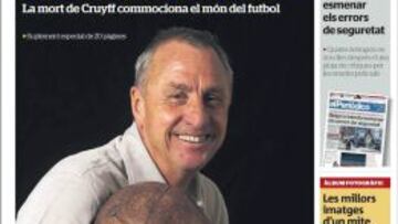 Portada de El Periódico dedicada a Cruyff.