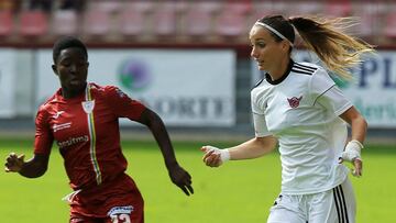 Barbra Banda, del Logroño, y Asllani, del Tacon.