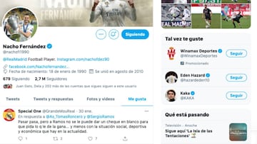 Nacho da 'me gusta' a un tuit que dice que a Sergio Ramos "no se le puede dar un cheque en blanco"