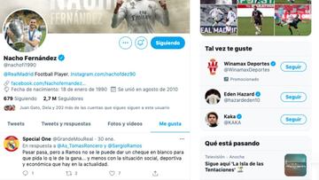 Nacho da 'me gusta' a un tuit que dice que a Sergio Ramos "no se le puede dar un cheque en blanco"