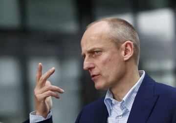 Sueddeutsche Zeitung chief editor Wolfgang Krach gestures during an interview at Sueddeutsche Zeitung headquarters in Munich.