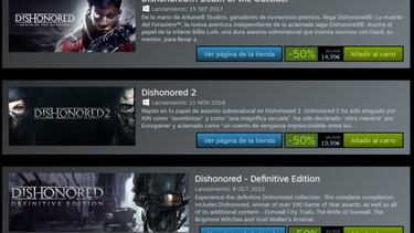 Ofertas Steam: La franquicia Dishonored, al 50% de descuento
