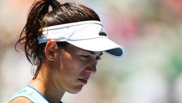 MELBOURNE, AUSTRALIA - JANUARY 24: Garbine Muguruza of Spain looks on in her quarterfinal match against CoCo Vandeweghe of the United States on day nine of the 2017 Australian Open at Melbourne Park on January 24, 2017 in Melbourne, Australia. (Photo by Clive Brunskill/Getty Images)
