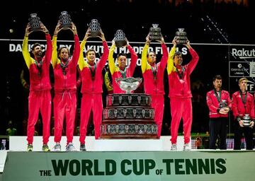 Canada vs Spain, Final, Spain players celebrate after winning the Davis Cup 2019, Tennis Madrid Finals 2019 on November 24, 2019 at Caja Magica in Madrid, Spain - Photo Arturo Baldasano / DPPI    24/11/2019 ONLY FOR USE IN SPAIN