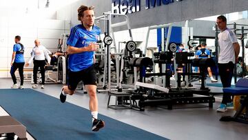 Modric, en una sesión de entrenamiento en el gimnasio de Valdebebas esta temporada.