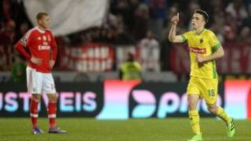 Diogo Jota celebra un gol ante el Benfica. 