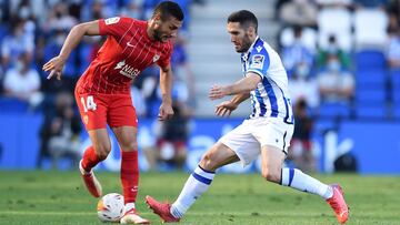 Óscar Rodríguez y Zaldua durante el partido entre la Real Sociedad y Sevilla.