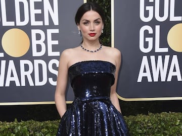 Ana de Armas arrives at the 77th annual Golden Globe Awards at the Beverly Hilton Hotel on Sunday, Jan. 5, 2020, in Beverly Hills, Calif.  *** Local Caption *** .