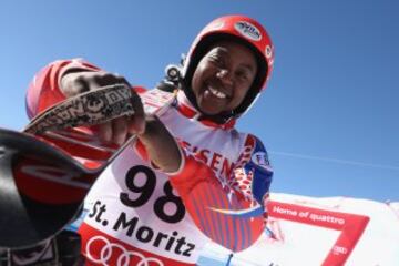 Celine Marti en su primera participación en los Mundiales de esquí alpino.