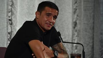 Tim Cahill durante una rueda de prensa.
