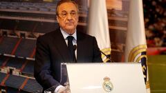 Florentino Pérez en la presentación de Mariano en agosto de 2018