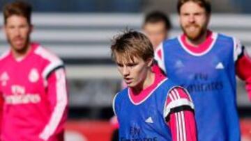 PRIMER DÍA. Odegaard aún no puede jugar pero ayer se entrenó por primera vez desde su fichaje.