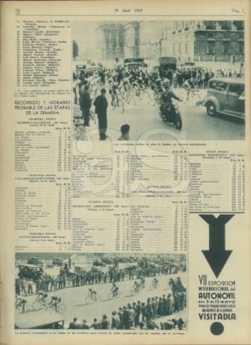 Recorrido por las mejores imágenes de la I Vuelta a España a través de la edición de AS Semanal de 1935.