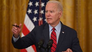 El presidente de los Estados Unidos, Joe Biden, habla sobre el acuerdo de infraestructura desde el East Room de la Casa Blanca en Washington, DC, el 24 de junio de 2021. 