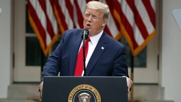 Donald Trump ofrece conferencia en el Rose Garden de la Casa Blanca, Friday, May 29, 2020, in Washington. (AP Photo/Alex Brandon)