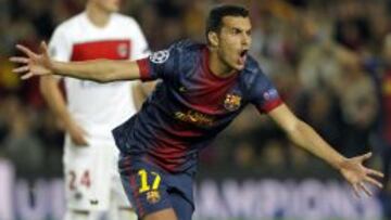 Pedro Rodríguez celebra el gol marcado ante el París Saint-Germain, el primero del equipo.