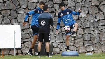 Rachid y Shibashaki durante un entrenamiento. 