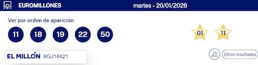 Euromillones: comprobar los resultados del sorteo de hoy, martes 20 de enero