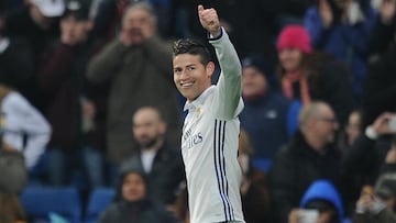 James Rodríguez durante un partido con Real Madrid.