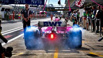 Esteban Ocon con el Force India en la clasificaci&oacute;n del GP de Rusia.