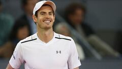 El tenista brit&aacute;nico Andy Murray reacciona durante su partido ante Borna Coric en el Mutua Madrid Open de 2017.