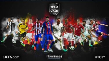 Candidatos al 11 UEFA: 8 del Madrid, 5 del Atleti y 5 del Barça