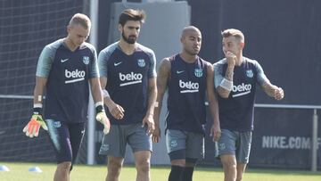 André Gomes, entrenando con el Barcelona.